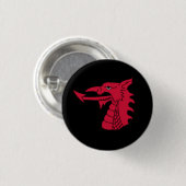 Wales-Abzeichen - Waliser-Drache-Kopf auf Button (Vorne & Hinten)