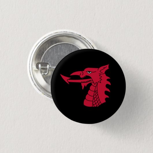 Wales-Abzeichen - Waliser-Drache-Kopf auf Button (Vorne & Hinten)