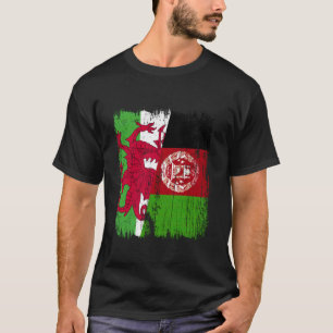 Wales Afghanistan Halbflagge Walisisch Afghanische T-Shirt