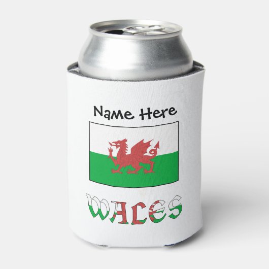 Wales and Welsh Flag with Your Name Dosenkühler (Kanne Vorderseite)