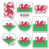 Wales Aufkleber & Walisische Flagge, Herz/Sport (Vorderseite)