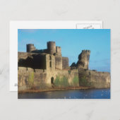 Wales - Burg Caerphilly, mit Blick auf die Postkarte (Vorne/Hinten)