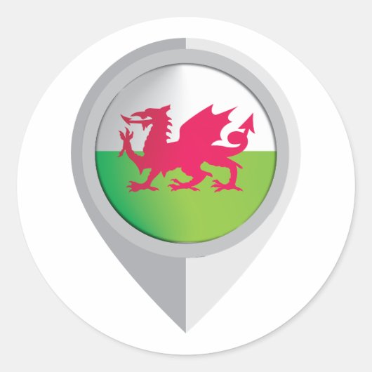 Wales Button Location Flag Runder Aufkleber (Vorderseite)