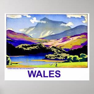 Wales, Cader Idris und Afon Mawddach, Vintag Poster