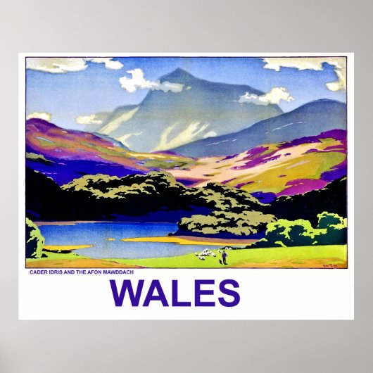 Wales, Cader Idris und Afon Mawddach, Vintag Poster (Vorne)