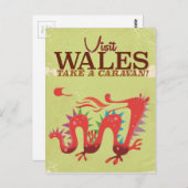 Wales Caravan Vacation Vintage Poster Postkarte (Vorne/Hinten)