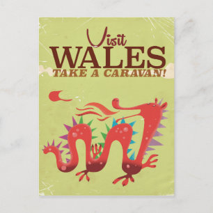 Wales Caravan Vacation Vintage Poster Postkarte