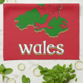 Wales Cymru Flag Karte Geschirrtuch (Gefaltet)