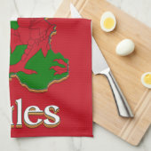 Wales Cymru Flag Karte Geschirrtuch (Viertel Falte)