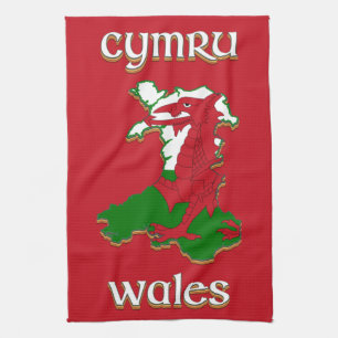 Wales Cymru Flag Karte Geschirrtuch
