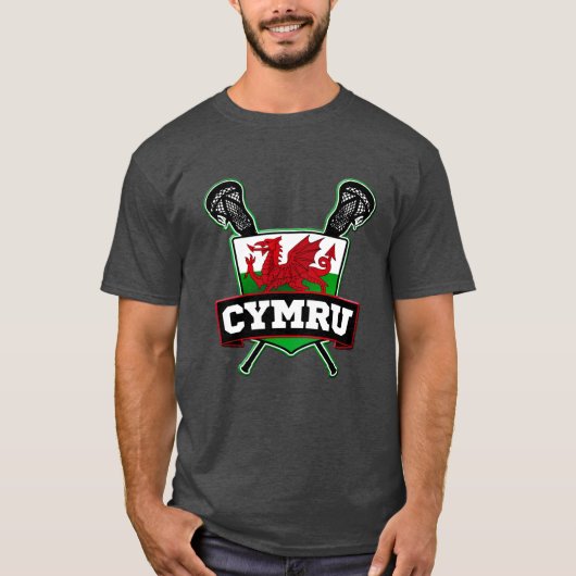 Wales Cymru Lacrosse Logo T-Shirt (Vorderseite)