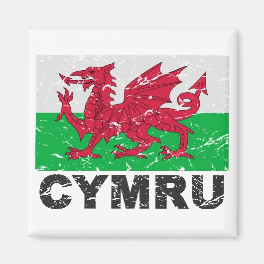 Wales CYMRU Vintag Flag Magnet (Vorne)