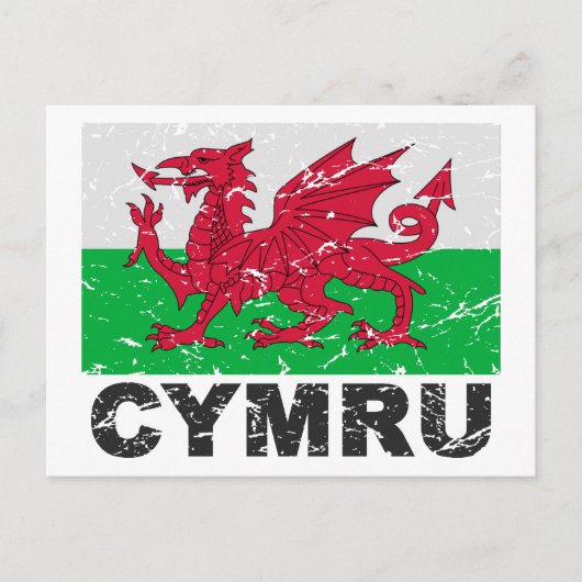 Wales CYMRU Vintag Flag Postkarte (Vorderseite)