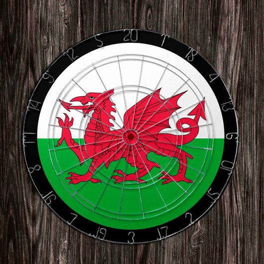 Wales Dartboard & Welsh Flag Darts / Spielbrett Dartscheibe