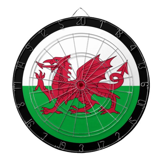 Wales Dartboard & Welsh Flag Darts / Spielbrett Dartscheibe (vorne)