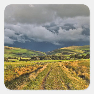 WALES DER LÄNDLICHEN SICHT QUADRATISCHER AUFKLEBER
