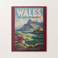 Wales Drachen Illustration Reise Kunst Vintage