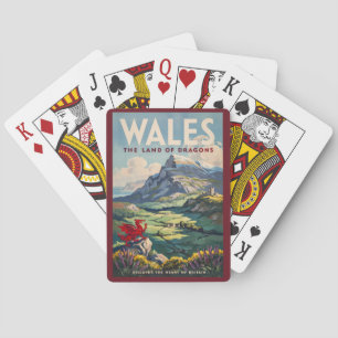 Wales Drachen Illustration Reise Kunst Vintage Spielkarten