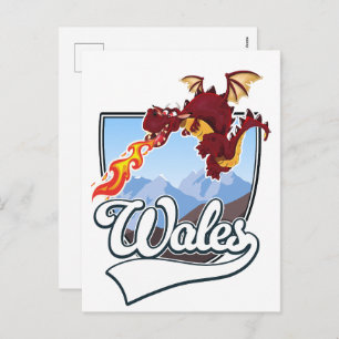Wales Dragon Logo Feiertagspostkarte