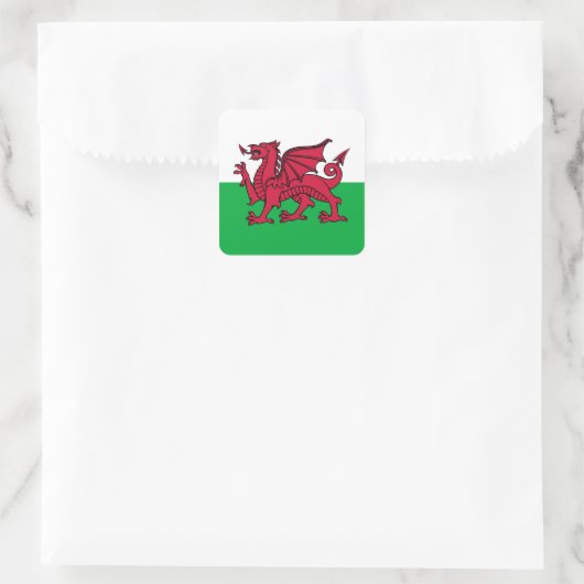 Wales Dragon Quadratischer Aufkleber (Tasche)