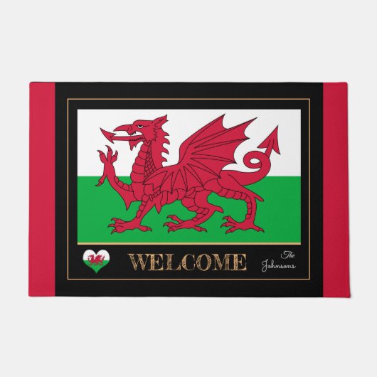 Wales Emblem, walisische Flag matten Cymru /sport Fußmatte (Vorderseite)