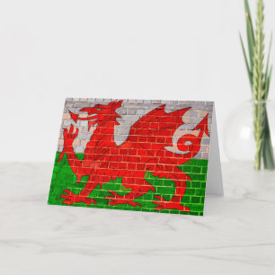 Wales-Fahne an einer Ziegelmauer Karte