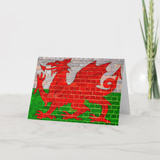 Wales-Fahne an einer Ziegelmauer Karte