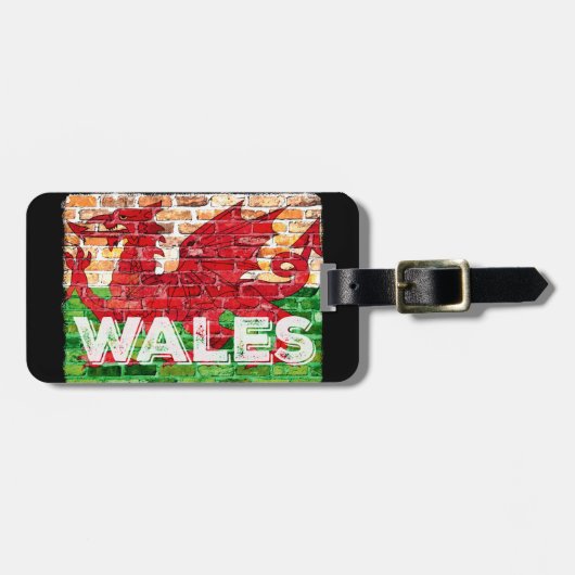 Wales Flag auf Brick Gepäckanhänger (Vorderseite horizontal)
