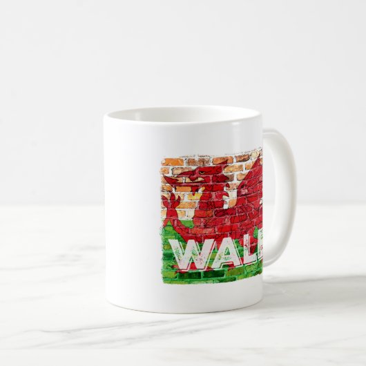 Wales Flag auf Brick Kaffeetasse (VorderseiteRechts)