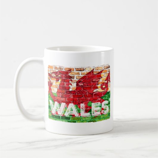 Wales Flag auf Brick Kaffeetasse (Links)