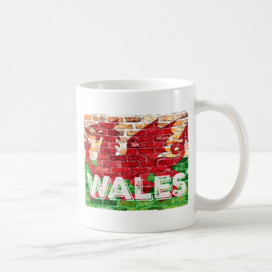 Wales Flag auf Brick Kaffeetasse (Rechts)