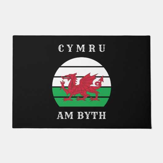 Wales Flag Cymru am Byth Stolz sein walisisch Fußmatte (Vorderseite)