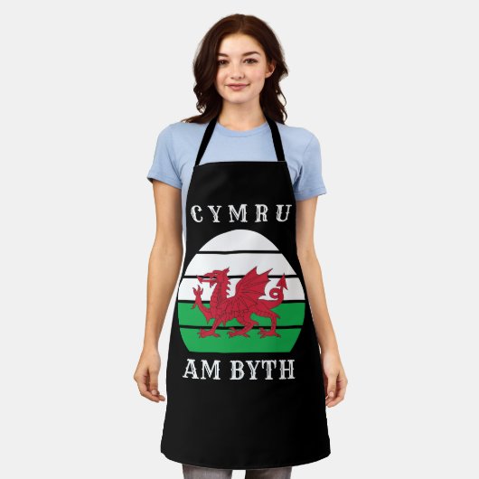 Wales Flag Cymru am Byth Stolz sein walisisch Schürze (Getragen)
