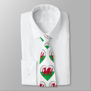 Wales Flag Farben Herzmuster Neck Tie Krawatte