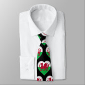 Wales Flag Farben Herzmuster Neck Tie Krawatte (Gebunden)