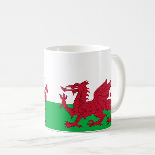 Wales Flag Keramik Tasse (VorderseiteRechts)