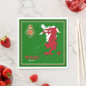 Wales Flag Map & Royal Abzeichen Serviette (Beispiel)