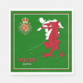 Wales Flag Map & Royal Abzeichen Serviette (Vorderseite)