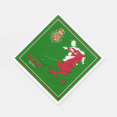 Wales Flag Map & Royal Abzeichen Serviette (Ecke)