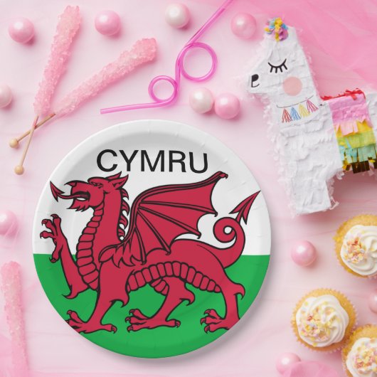 Wales Flag Roter Drache Cymru Welsh Party Pappteller (Party)