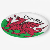 Wales Flag Roter Drache Cymru Welsh Party Pappteller (Schrägansicht)