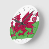 Wales Flag Runde Wanduhr (Winkel)