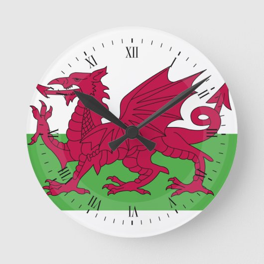 Wales Flag Runde Wanduhr (Vorderseite)