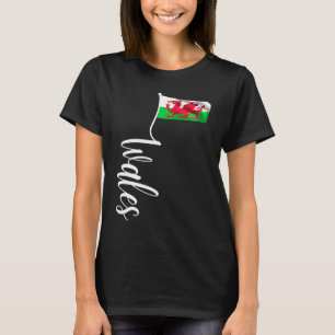 Wales Flag Signature Y Ddraig Goch Flag Pole T-Shirt