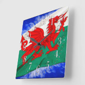 Wales Flag & Sky Proud Patriotic Wall Clock Quadratische Wanduhr (Winkel)