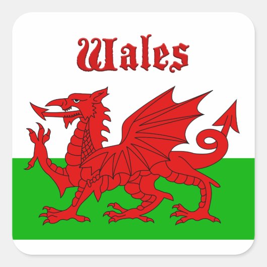 Wales Flag Wales Quadratischer Aufkleber (Vorderseite)