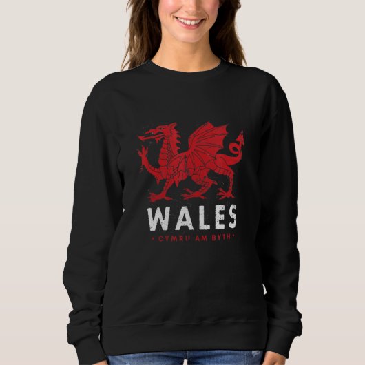 Wales Flag Welsh Dragon Baner Cymru Am Byth Welshm Sweatshirt (Vorderseite)