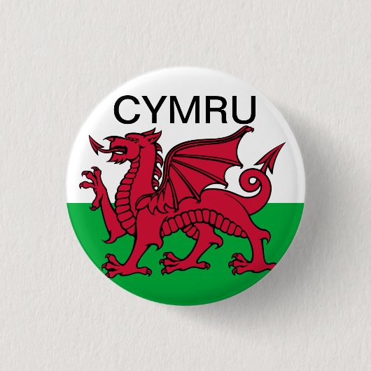 Wales Flag Weltmeisterschaft 2022 Roter Drache Cym Button (Vorderseite)