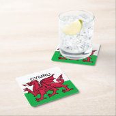 Wales Flag Weltmeisterschaft 2022 Roter Drache Cym Rechteckiger Pappuntersetzer (Vor Ort)