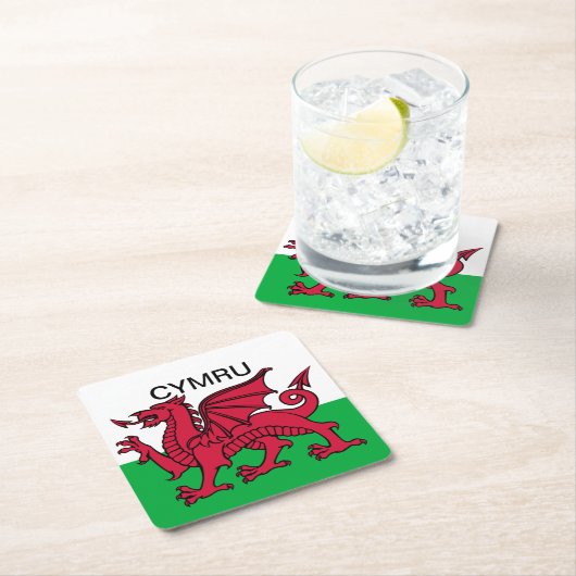 Wales Flag Weltmeisterschaft 2022 Roter Drache Cym Rechteckiger Pappuntersetzer (Vor Ort)